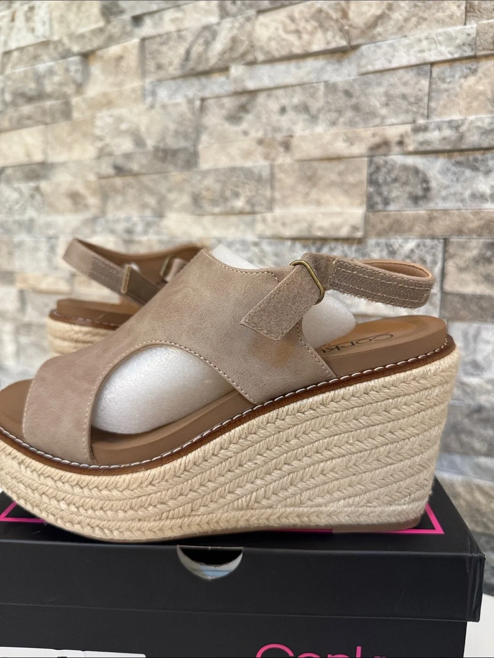Corkys Taupe Espadrille Platform Wedges